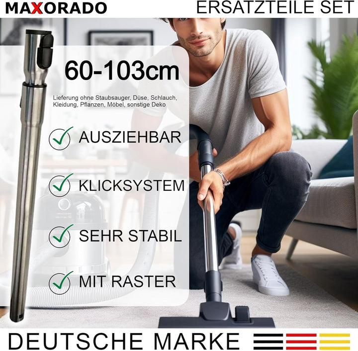 Teleskoprohr mit Einrastfunktion + Handgriff Griff für Miele S8340 S8330 8370 S2131 9442601 S2 S4 S5