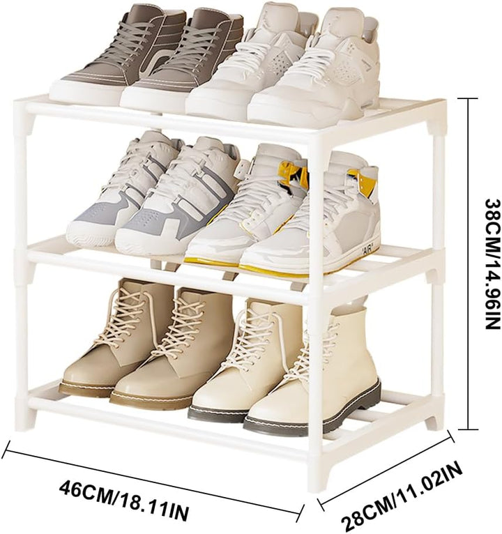 Schuhschrank Schmal, Schuhregal mit 3 Ebenen, Schuhablage Metall, Stapelbars Schuhregal Weiss, Schuh