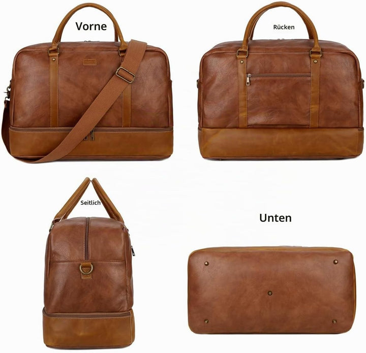 BAOSHA Grosse Reisetasche aus Leder mit Schuhfach HB-38 Braun, Braun