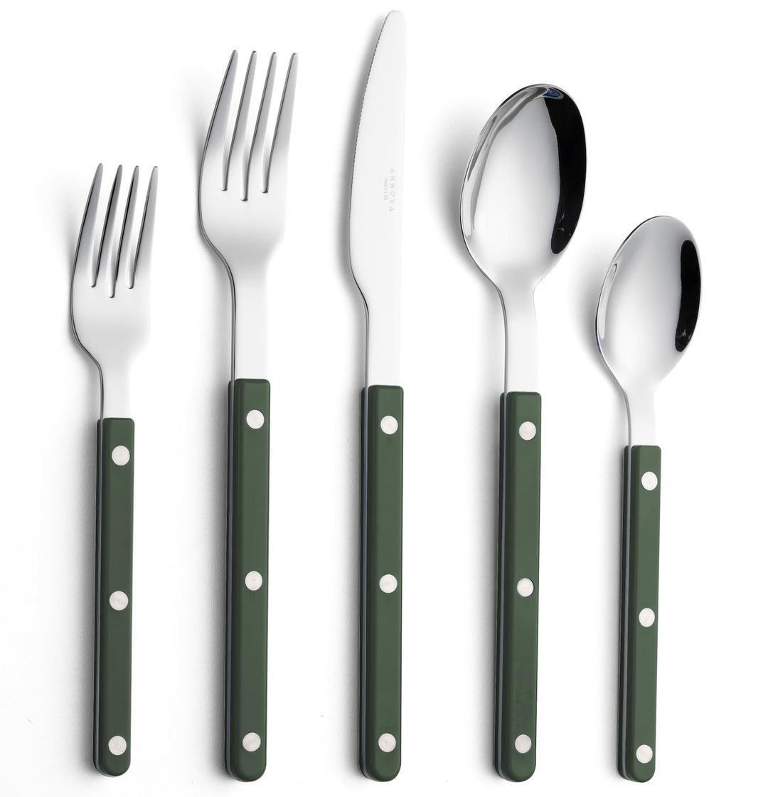 ANNOVA Besteckset, Retro/Nieten-Farbenfrohes Edelstahl-Geschirr Küchenbesteckset, enthält Tischmesse