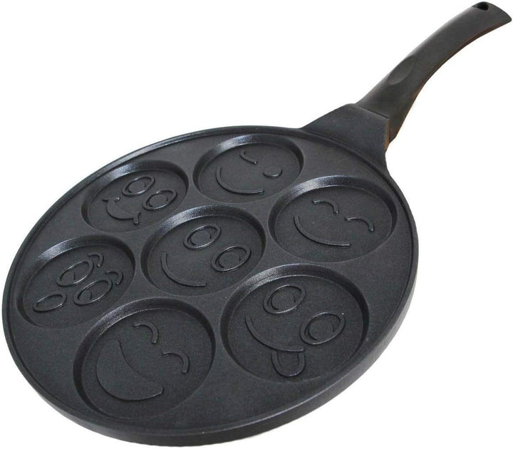 rukauf Pfannkuchen-Pfanne mit Smiley-Gesichtern auch für Crepes 26 cm antihaftbeschichtet Induktion