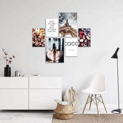 Novart Bilder Set - AUFHÄNGFERTIG - KEIN EXTRA RAHMEN BENÖTIGT - Fashion Paris Modern Coco - Wohnzim