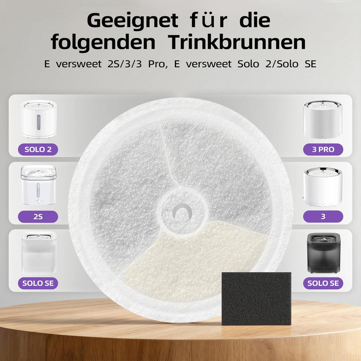 Upgegradete Katzenbrunnen Filter 3.0 für E versweet Solo 2/Solo SE, E versweet 3 Pro/2S/3, Katzen Tr