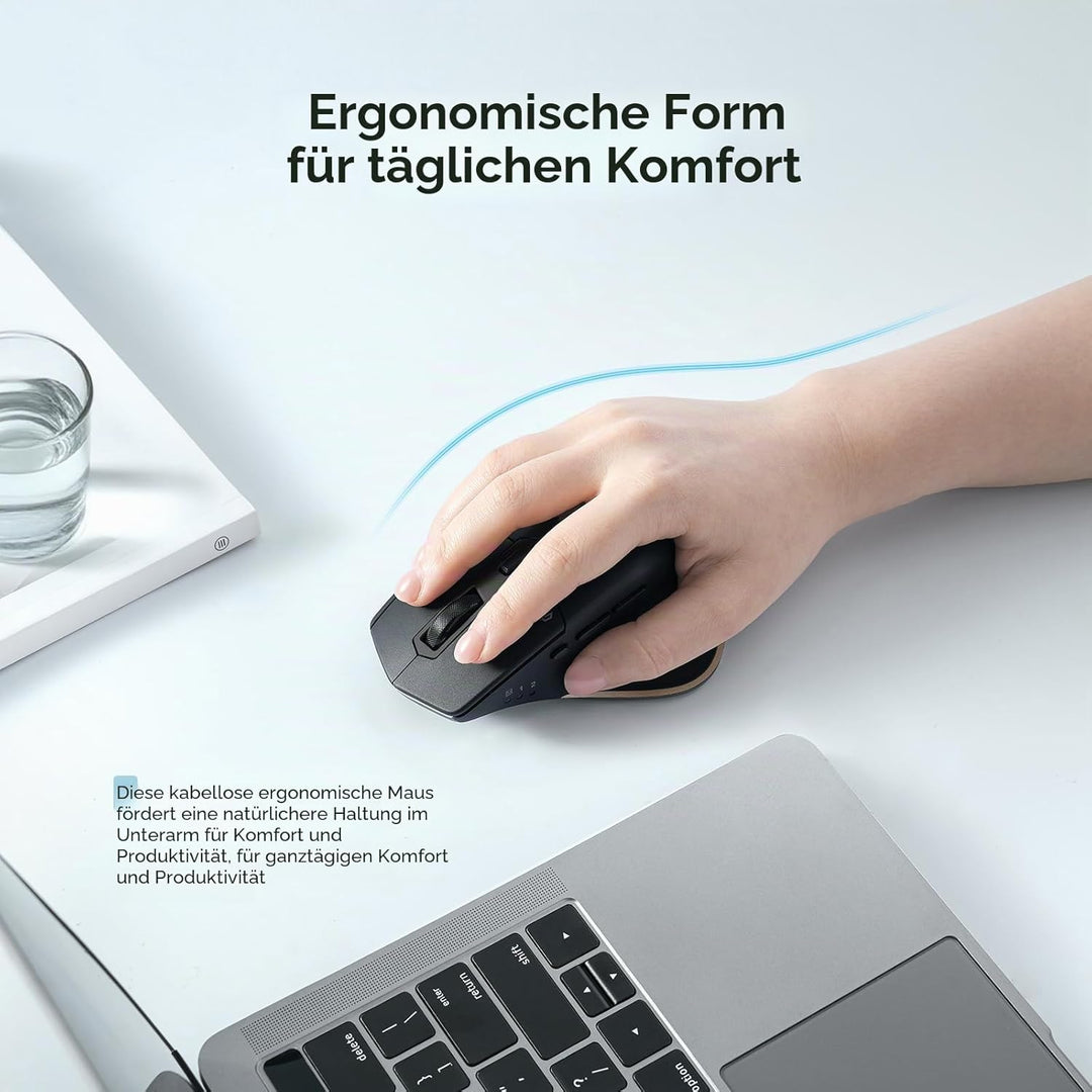 Bluetooth Maus, iClever Rechargeable Ergonomiche Maus Kabellose Mouse, Wiederaufladbarer Akku, Multi