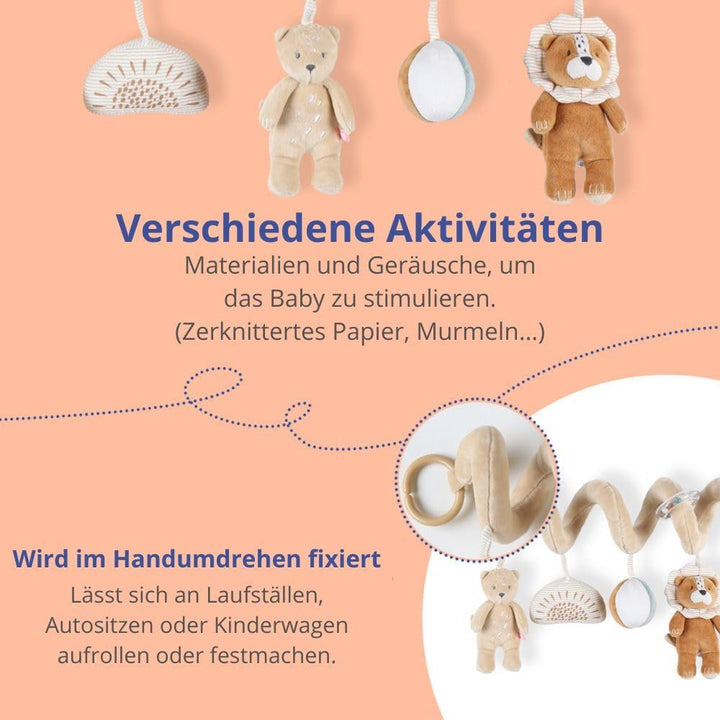 Noukie's - Baby-Aktivitätsspirale Babou & Kendi - Lernspiel aus Veloudoux - Für Kinderbett, Laufgitt