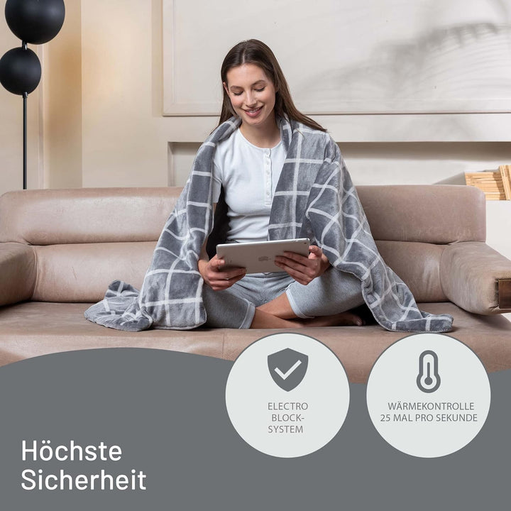 Imetec Adapto Velvet Square Heizdecke, 150x95 cm Wärmedecke, weiches Gewebe, geringer Verbrauch, Ada