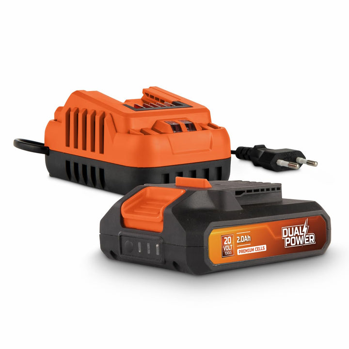 POWERPLUS Dual Power Akku- und Ladegerät-Set POWDP90620-20V, 2.0Ah Akku - für 20V Werkzeuge - 2A Lad