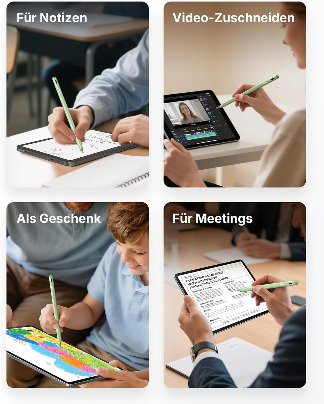 Metapen Stift A8 Kompatibel mit Apple iPad 2018-2023, Schnelle Aufladung, Neigungserkennung, Palm-Ab