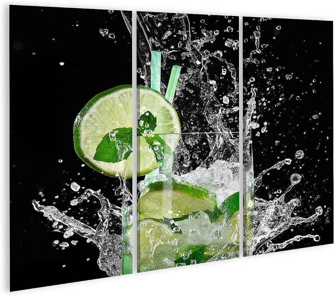 islandburner Bild auf Leinwand Mojito Cocktail Über Schwarz Bilder Wandbilder Poster Leinwand 130x80