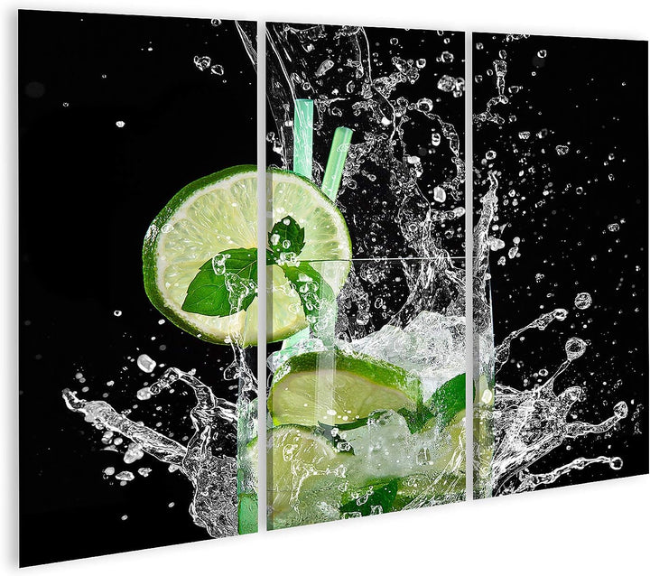 islandburner Bild auf Leinwand Mojito Cocktail Über Schwarz Bilder Wandbilder Poster Leinwand 130x80