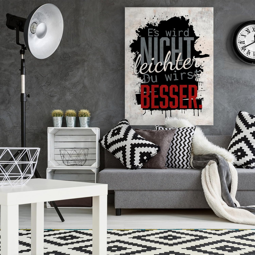wandmotiv24 Motivations Motiv als Leinwandbild, 60x45cm, Hochformat, Motivation, Leichter, Beton, Gr