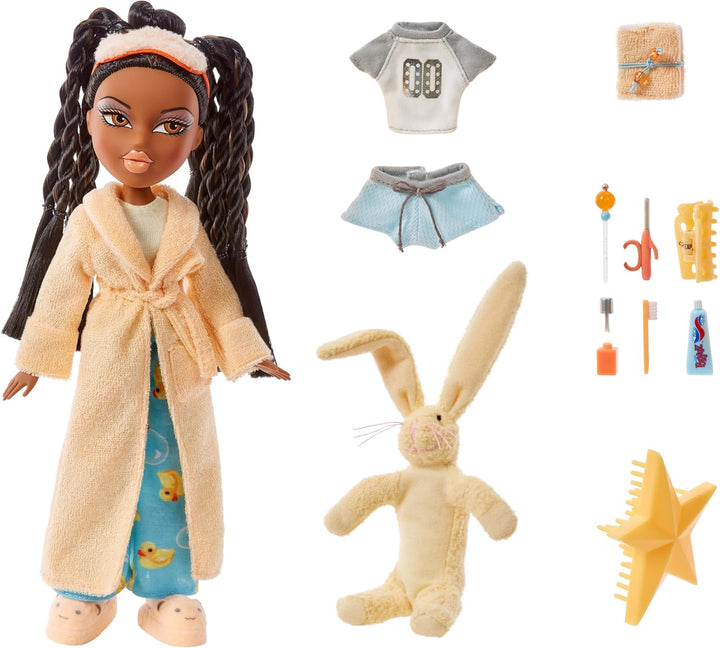 Bratz Slumber Party - Sasha Modepuppe - Mit 2 Pyjama-Garnituren, Plüschtier und Accessoires - Für Ki