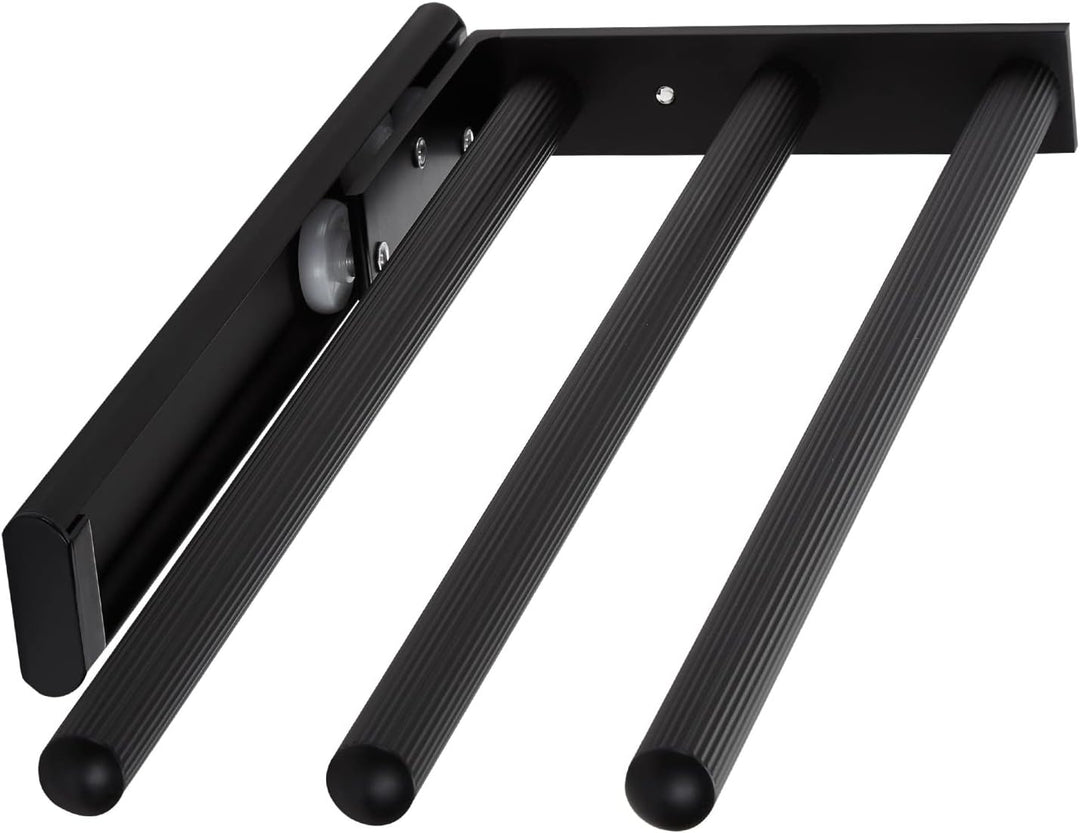 SOTECH Aluminium Handtuchhalter TED 3-armig schwarz matt (325-487 mm, ausziehbar, drehbar) Teleskop-