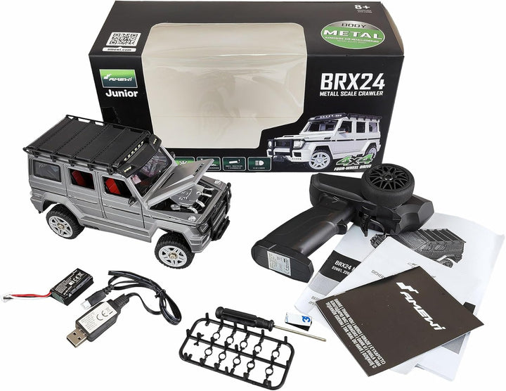 Amewi BRX24 Metall Scale RC Crawler ferngesteuertes Auto 4WD 1:24 RTR anthrazit, Anthrazit