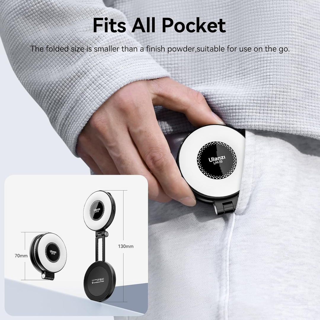 ULANZI LM19 Magnetisches Handy Ringlicht, Selfie Licht mit 3 Farbtemperaturen 2500k-8500k, Videoleuc