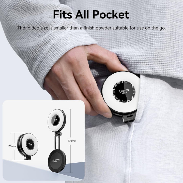 ULANZI LM19 Magnetisches Handy Ringlicht, Selfie Licht mit 3 Farbtemperaturen 2500k-8500k, Videoleuc