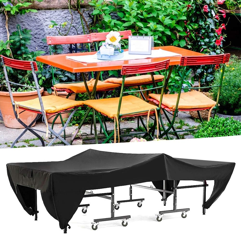 Hapivida Abdeckung für Tischtennisplatte, 280 x 153 x 73 cm Schwarz Wasserdicht Winddicht Tischtenni