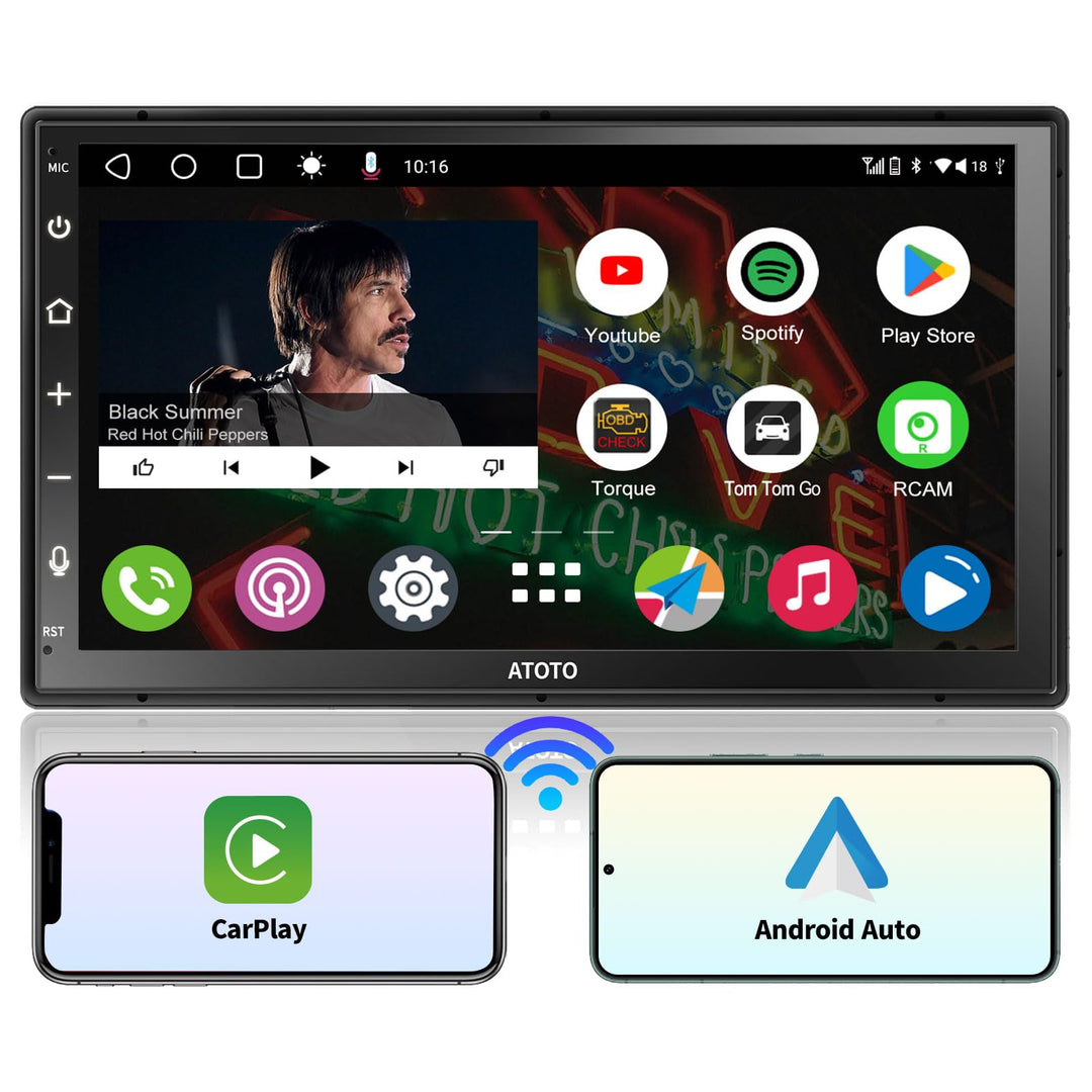 ATOTO A6PF 2G+32G Android Autoradio Doppel Din Radio, Wireless CarPlay, Kabellos Android Auto, 7 Zol