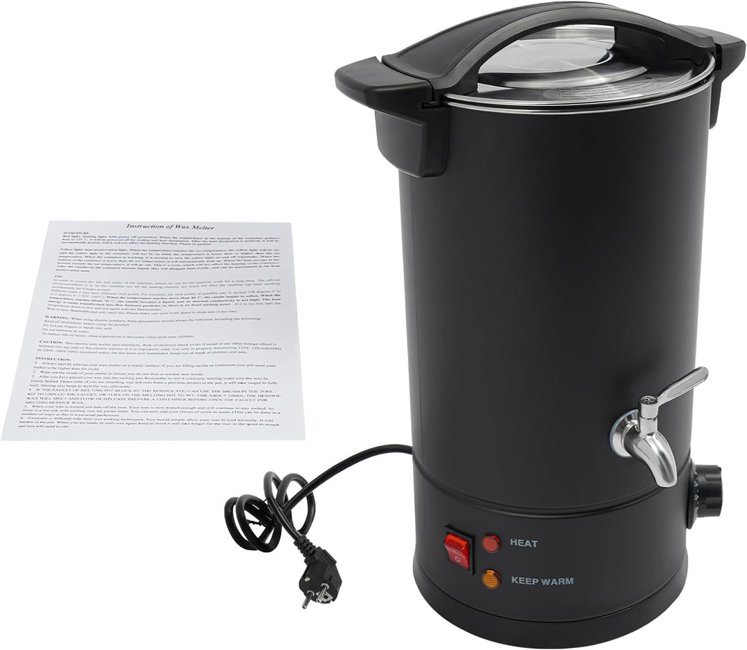 WINPANG Wachsschmelzer 10L 1800W Wachsschmelztopf für Kerzenherstellung, | 30–110°C Antihaft Elektri