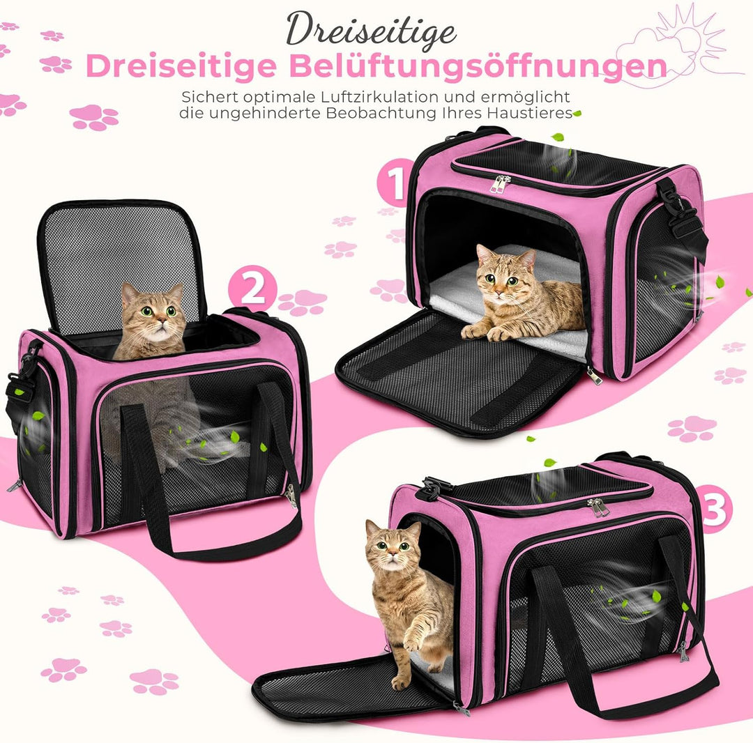 Lohofrnny Transporttasche Katze, Transportbox für Katze Hund, Katzentransporttasche, Faltbare Hausti
