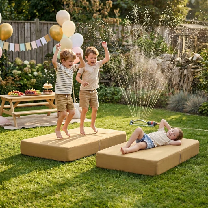 Outdoor Hüpfpolster für Kinder | Hüpfkissen 70x110x17cm mit wasserabweisendem &amp; UV-beständigem Bezug