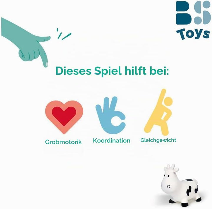 BS Toys GA126 Springende Kuh-Hüpftier-Geeignet für Indoor-Oder Outdoor Spiele, ab 3 Jahre-Schwarz un