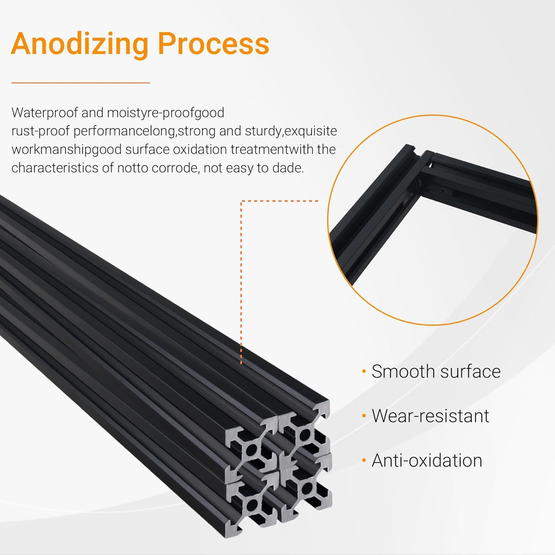 CNCYEAH 4 Stück V Typ Systemprofile 2020 200mm Aluminiumprofil Extrusions Eloxierte Linearschiene+4p