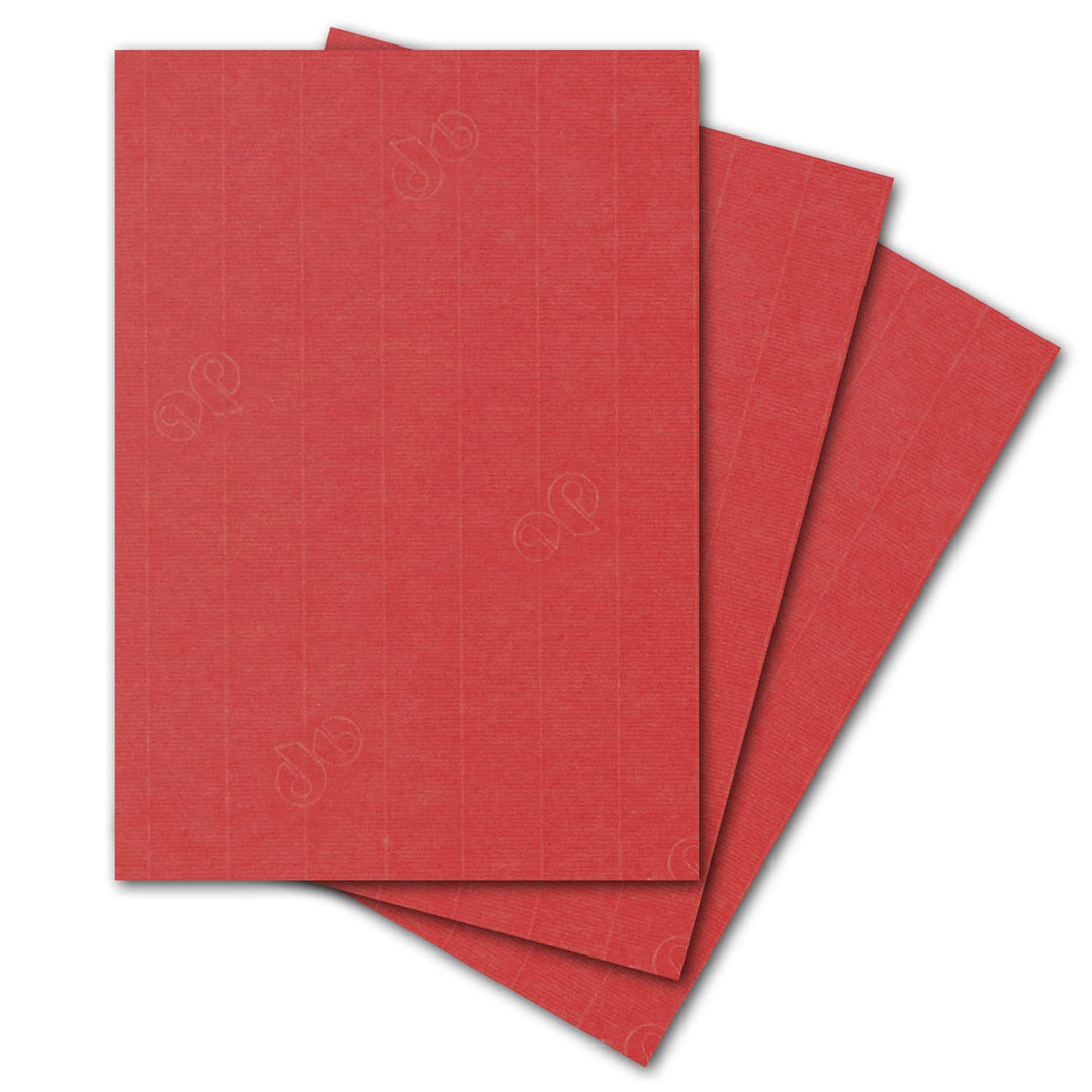 ARTOZ 50x Bastelpapier Bastelkarton - Rot- DIN A4 297 x 210 mm - Edle Egoutteur-Rippung - Hochwertig