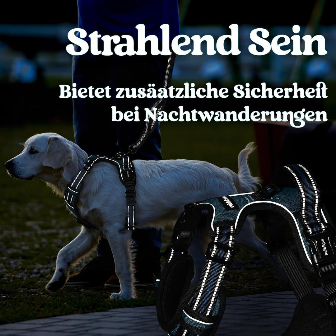 rabbitgoo Hundegeschirr Grosse Hunde, Verstellbare Geschirr Hund ohne Zug &amp; Würgen, Anti Zug hundege