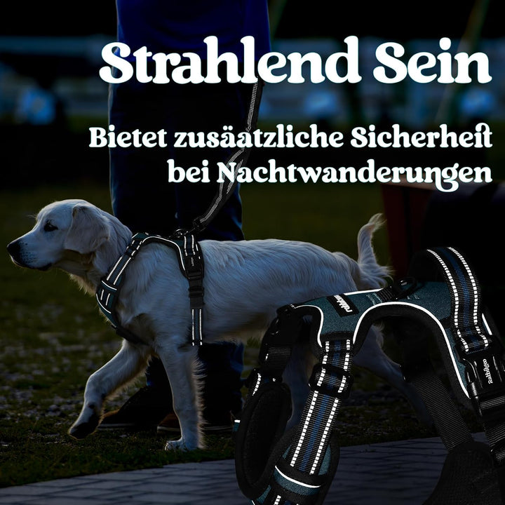 rabbitgoo Hundegeschirr Grosse Hunde, Verstellbare Geschirr Hund ohne Zug &amp; Würgen, Anti Zug hundege