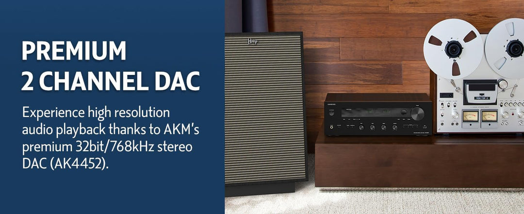 Onkyo TX-8470 2-Kanal Stereo Receiver mit WLAN, Bluetooth, Phono, Hi-Res Audio und Roon Ready