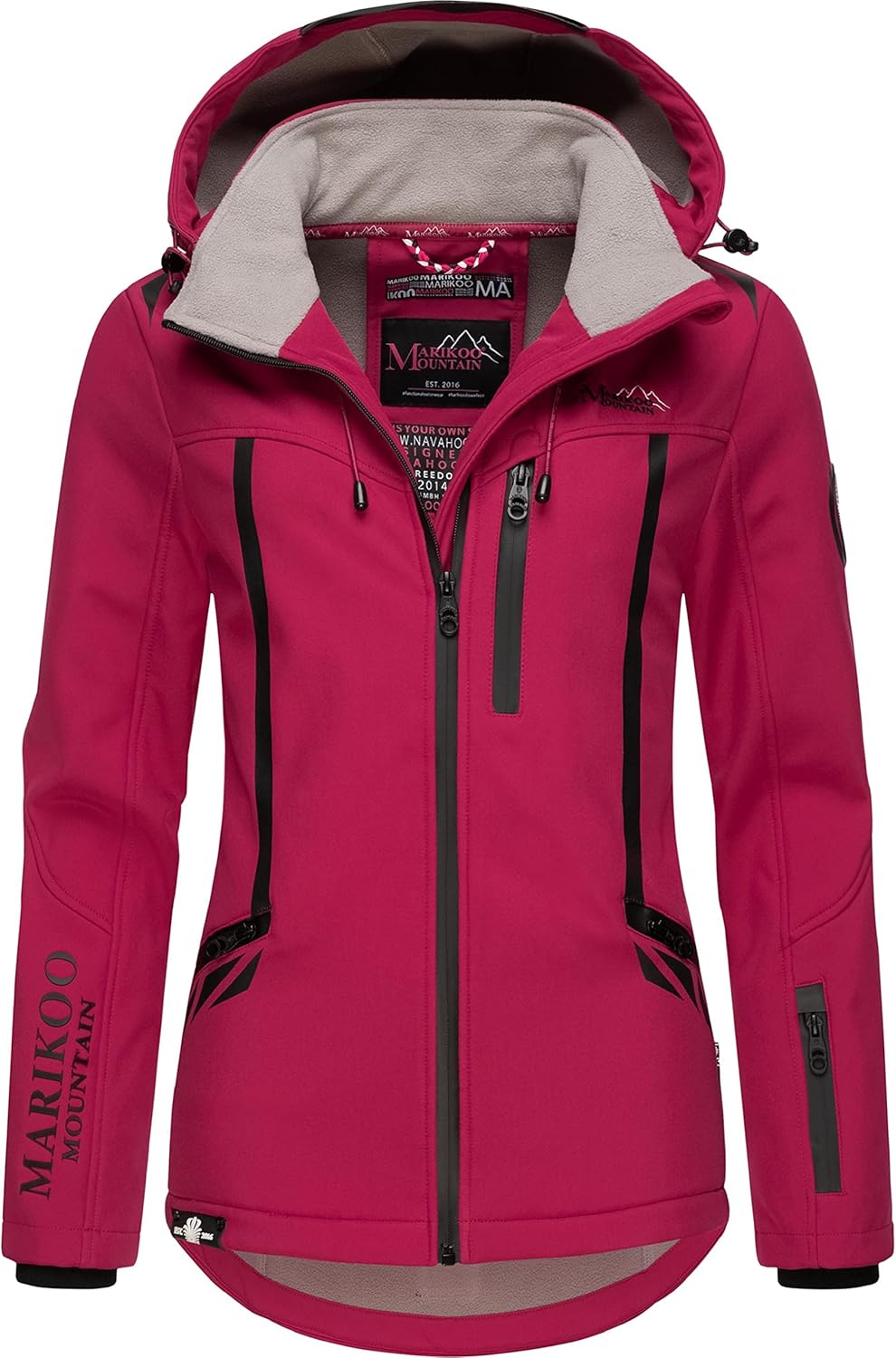 MARIKOO Damen Softshelljacke wasserdichte Funktionsjacke mit abnehmbarer Kapuze Mount-Cho-Oyu S Fuch