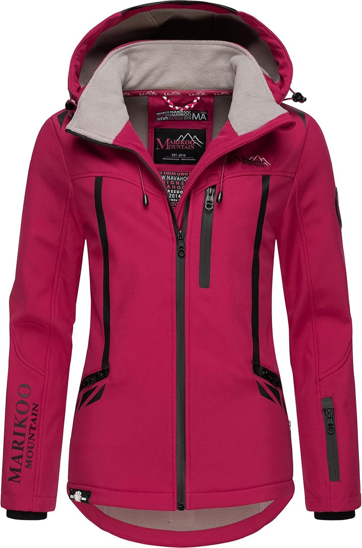 MARIKOO Damen Softshelljacke wasserdichte Funktionsjacke mit abnehmbarer Kapuze Mount-Cho-Oyu S Fuch