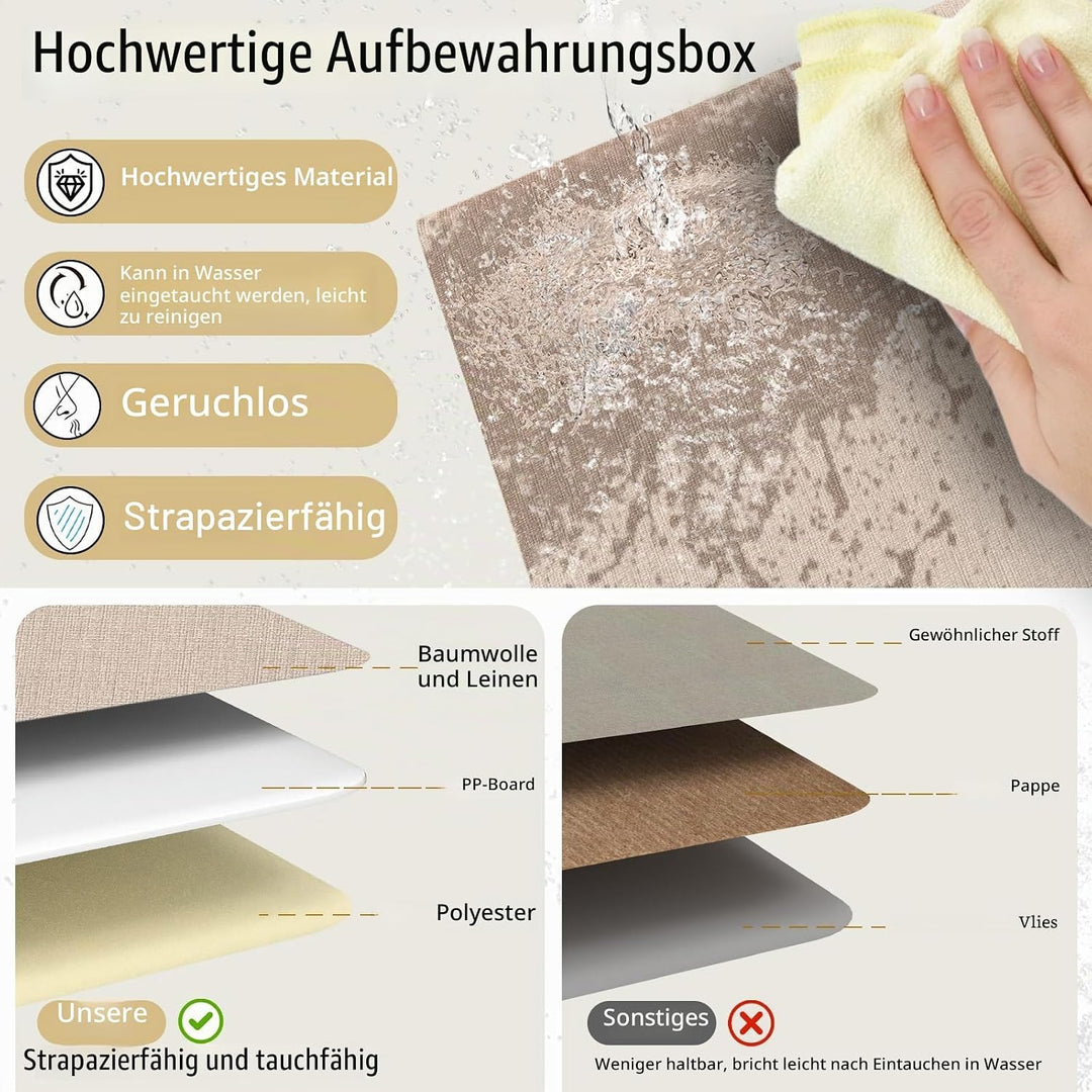 Yawinhe 3 Stück Aufbewahrungsbox mit Deckel, Faltbare Stoffboxen, Waschbare, für Schlafzimmer, Kleid