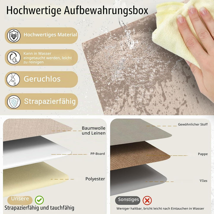 Yawinhe 3 Stück Aufbewahrungsbox mit Deckel, Faltbare Stoffboxen, Waschbare, für Schlafzimmer, Kleid