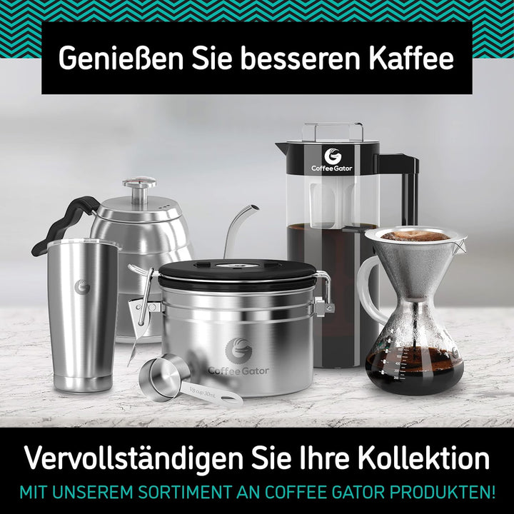 Coffee Gator Kaffeebereiter (800 ml) - Pour Over Kaffeebrüher für Filterkaffee - Glas Kaffeekanne mi