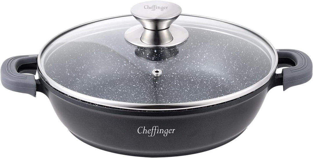 Cheffinger Kochtopf »Servierpfanne Schmorpfanne Kochtopf Ø28cm«, Aluminiumguss, (Packung, 2-tlg., Ko