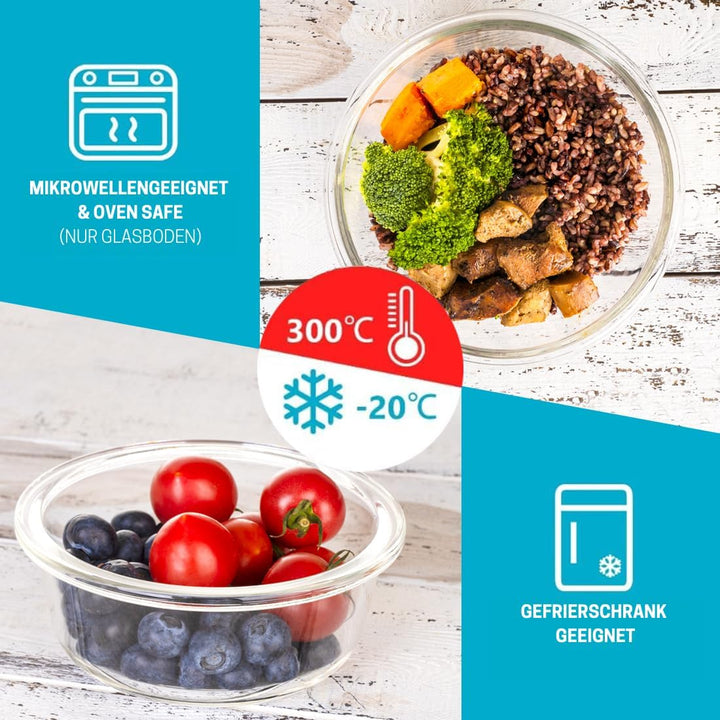 Igluu Meal Prep Glas Lebensmittel Frischhaltedosen 10 Stück, Lebensmittelbehälter mit Schnappverschl