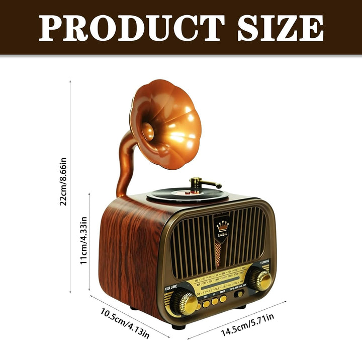 Tragbares Vintage Radio Bluetooth 5.4, mit Akku 1200 mAh, Bluetooth Radio mit USB TF AUX, Vintage Mu