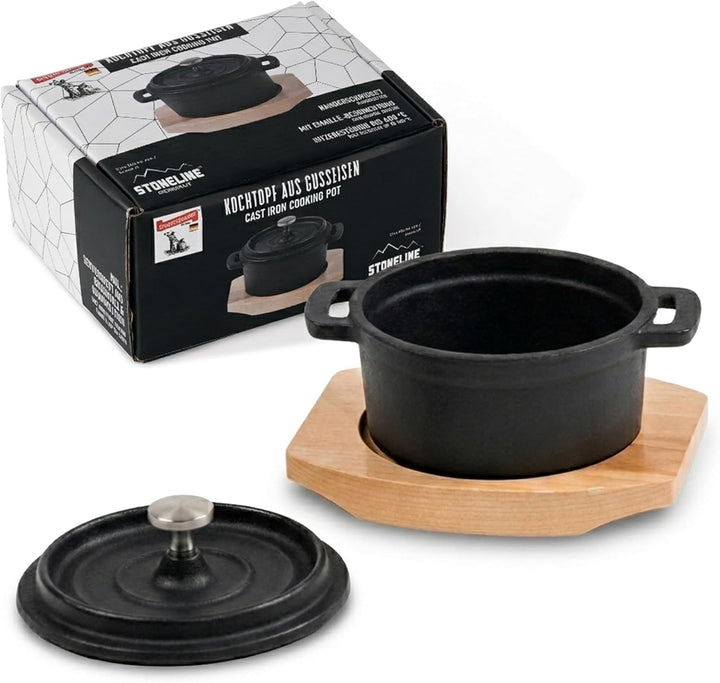 Mini Cocotte 9 cm Gusseisen Emailliert Kleiner Topf mit Deckel, Handgeschmiedeter Emaille Topf Antih