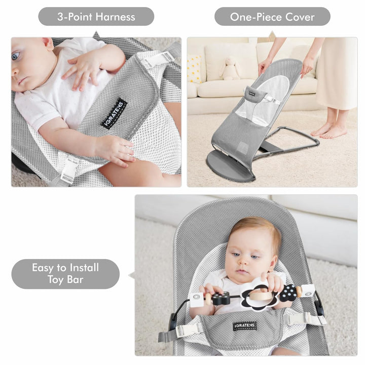 Stoffsitz für Babywippe – Bezug für Babywippe, Balance, weich und glücklich, belüftetes Netzgewebe,