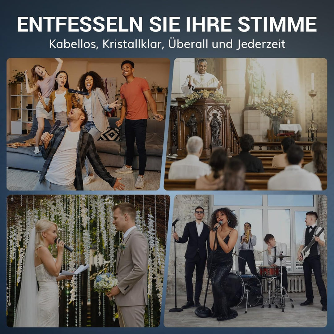 TONOR Wiederaufladbares Funkmikrofon Set, Bluetooth Mikrofon, Auto Scan, IR-Kopplung, Kabellos – für