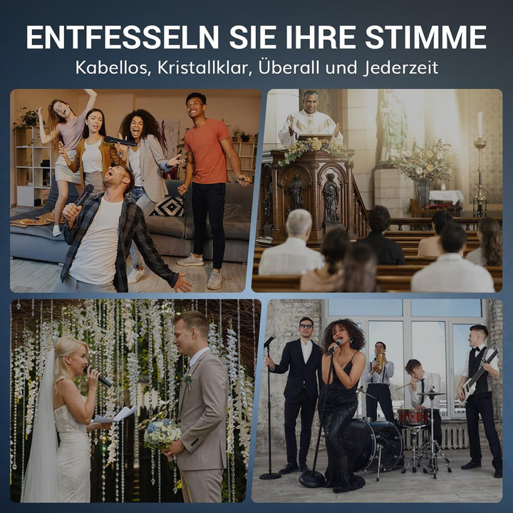 TONOR Wiederaufladbares Funkmikrofon Set, Bluetooth Mikrofon, Auto Scan, IR-Kopplung, Kabellos – für