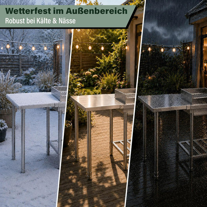 FIXKRAFT Edelstahl-Ecktisch Grill- oder Arbeitstisch Outdoor Gartenküche Regal-Verbindung