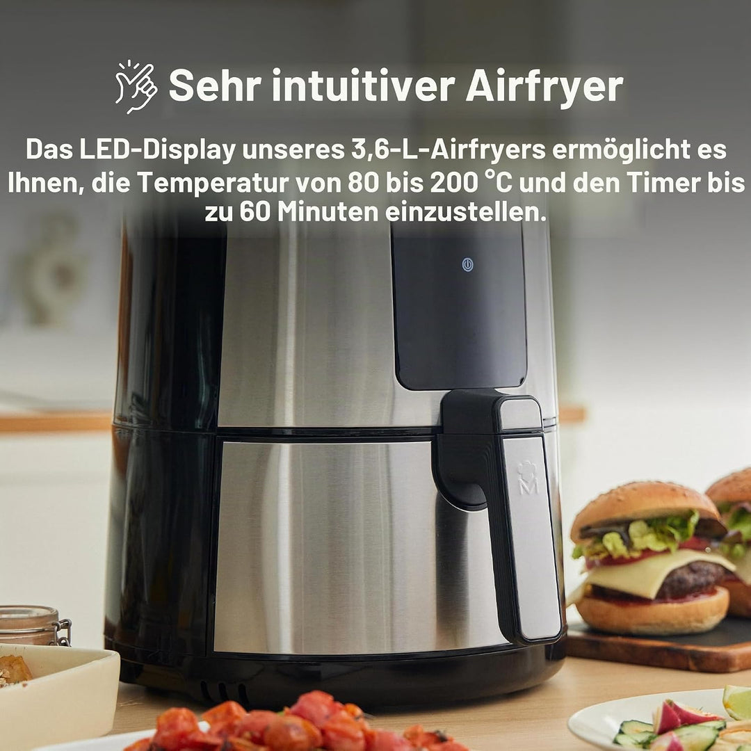 MasterPRO Rocket 360 | Hot Air Fryer | 3.6 L Capacity and 1500 W Power | LED Touch Screen and Non-St