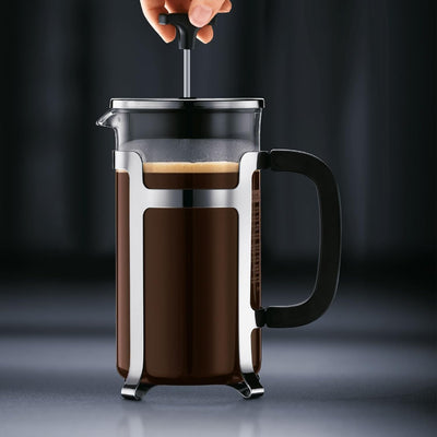 Bodum JESPER Kaffeebereiter (French Press System, Verchromter Edelstahlrahmen, 1,0 liters) glänzend