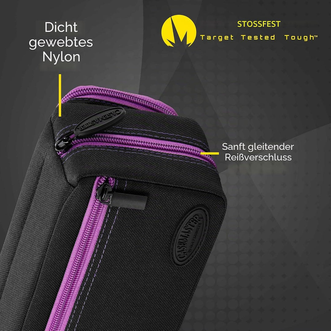 Casemaster Plazma Pro Dart-Schutzhülle mit Handyfach, für Stahlspitzen und weiche Dartpfeile, Schwar