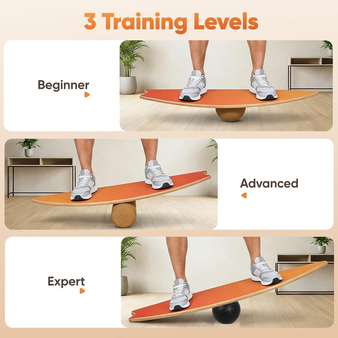 Balance Board für Erwachsene - Gleichgewichtstraining & Core Training für Heimtraining, Holz Wobble