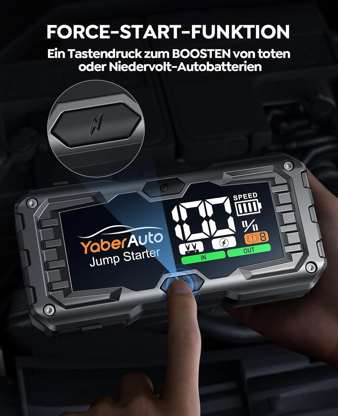 YaberAuto Starthilfe Powerbank, 4000A 21800mAh Auto Starthilfe Powerbank für 10,0L Benzin / 9,0L Die