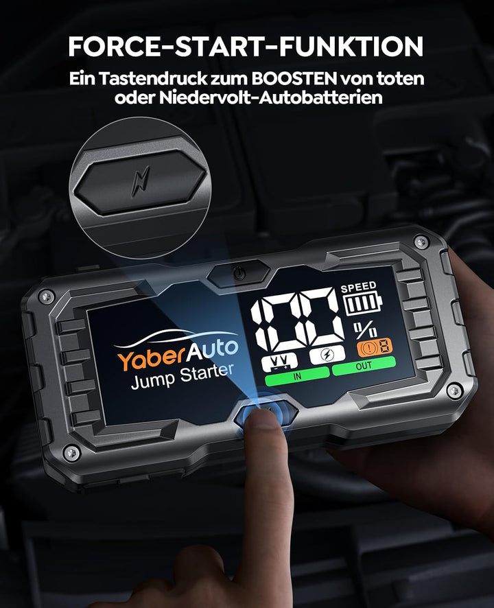 YaberAuto Starthilfe Powerbank, 4000A 21800mAh Auto Starthilfe Powerbank für 10,0L Benzin / 9,0L Die